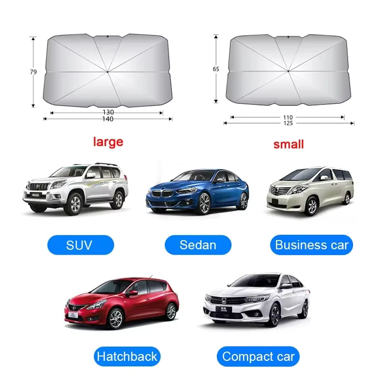 Car Windshield Sun Shade Umbrella | Foldable UV Protection Front Window Sunshade | Heat Insulation Car Sun Protector | Universal Auto Sunshade